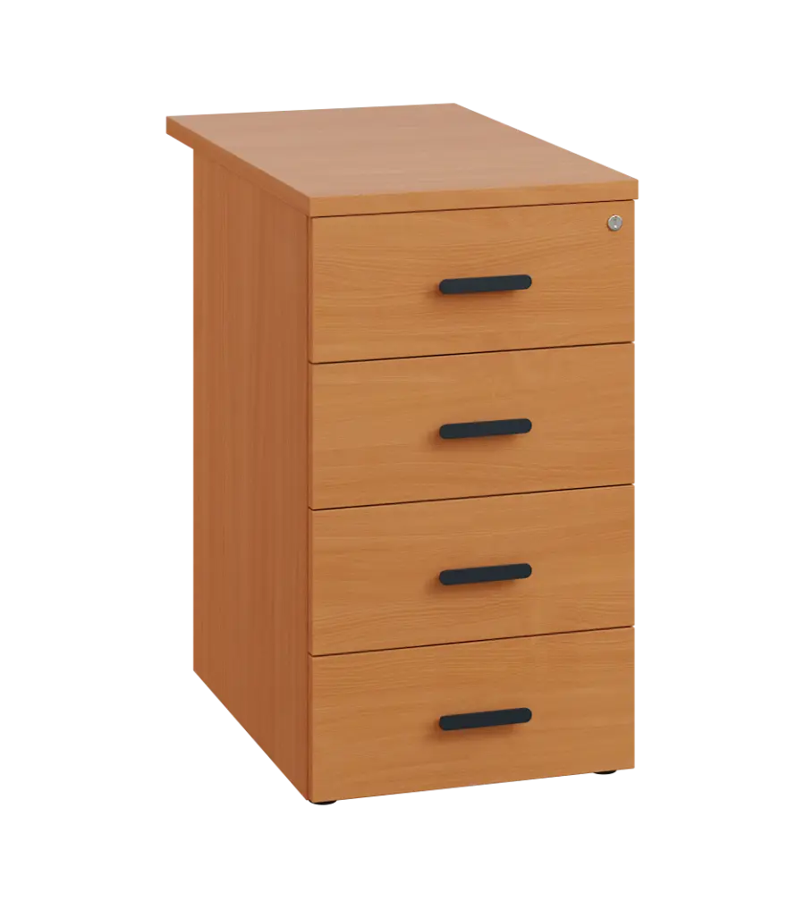 LKC 2 - 71 kontejner přístavný, 4-zásuvkový, deska 25 mm, centrální zámek, buk Royal